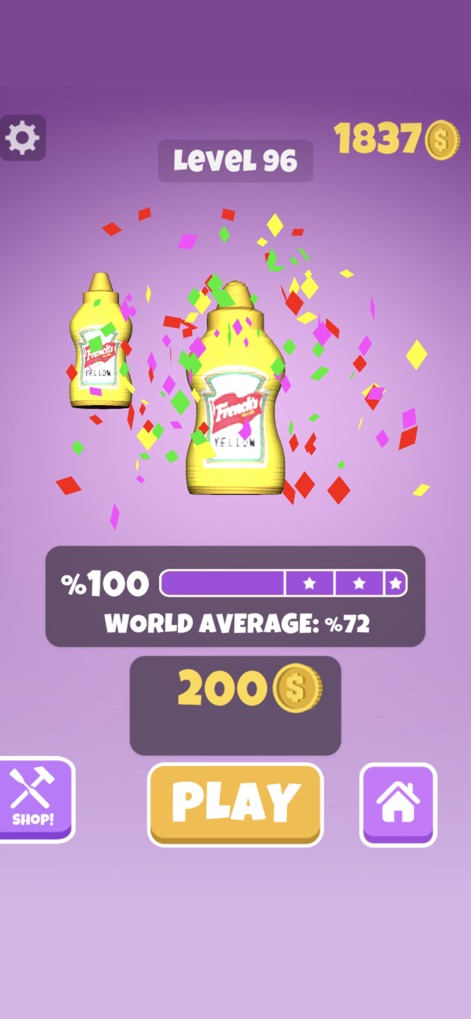Wood Shop - Celebrate success with the appearance of the fully replicated French's Mustard bottle, accompanied by a festive confetti celebration upon completion.