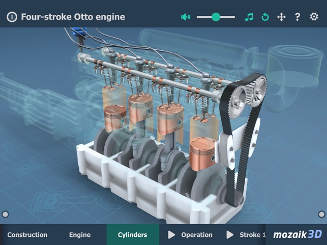 Four-stroke Otto engine - 3D scene - Mozaik Digital Education and Learning