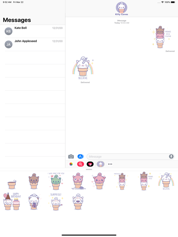 Kitty Cones Animated Stickers iPad screenshot 5 - Stickers app
