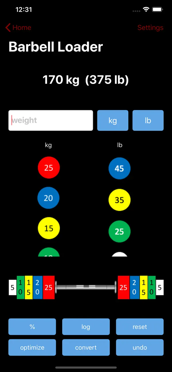 Barbell Loader and Calculator Screenshot 1