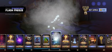 Dota Underlords - Explore the Battle Pass reward track, showcasing exciting visual effects like the "Flash Freeze" teleport and a diverse array of unlockable cosmetic items.