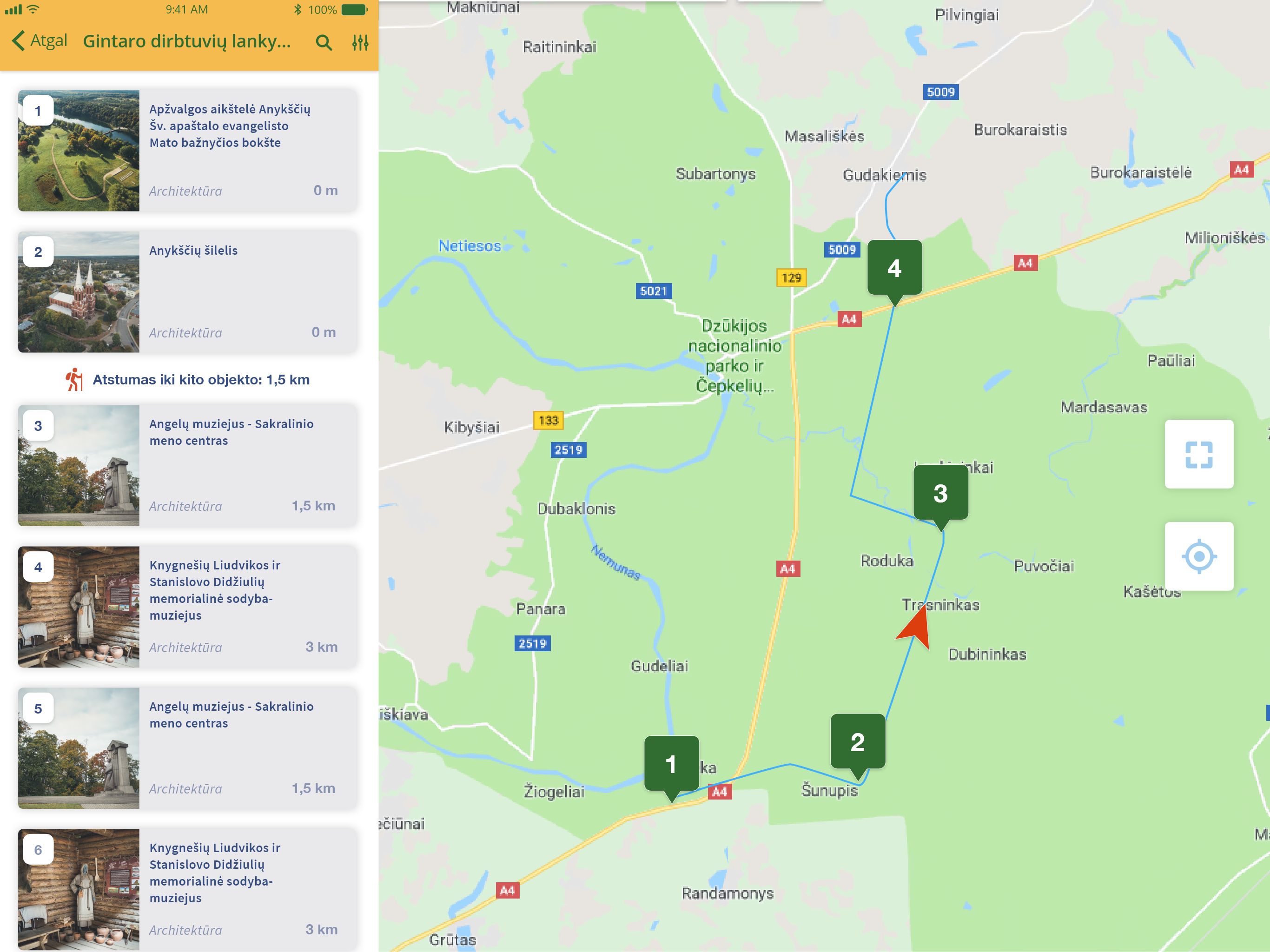 Camping routes