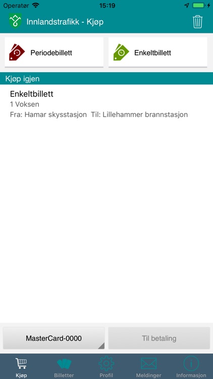 Innlandstrafikk Billett