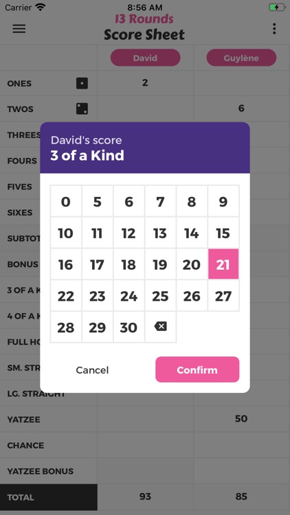13 Rounds Score Sheet