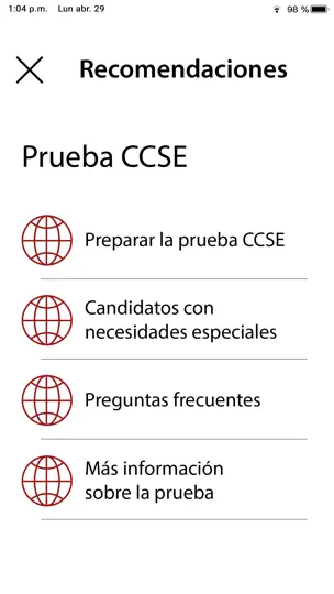 Captura de pantalla de CCSE Nacionalidad Española. en iPhone 2