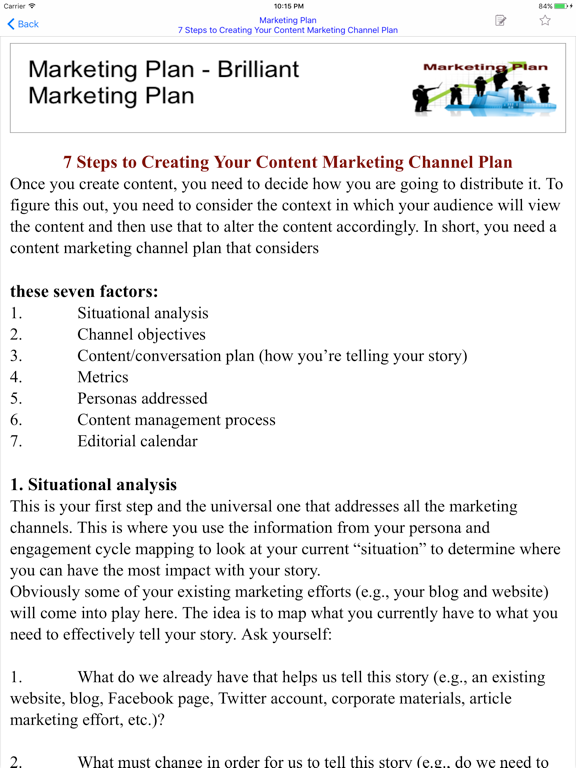 Brilliant Marketing Plan - iPad screenshot