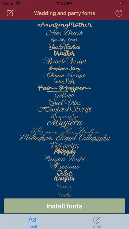 Fonts calligraphy handwriting