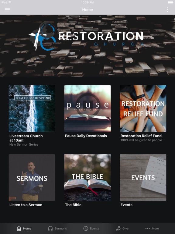 Restoration Church Salem iPad screenshot 1 - Education app