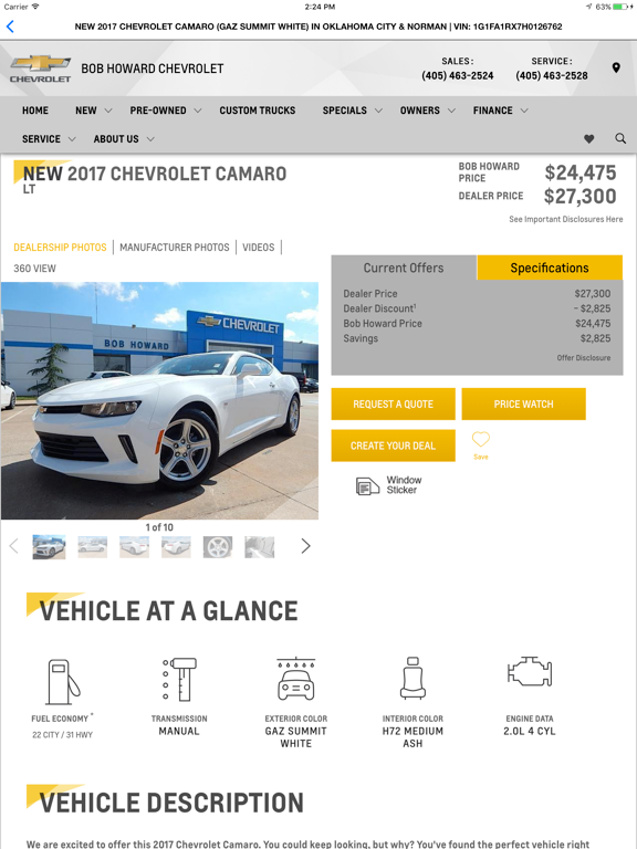 Bob Howard Chevrolet iPad screenshot 4 - Shopping app
