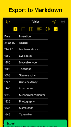 Markdown Tables screenshot 2