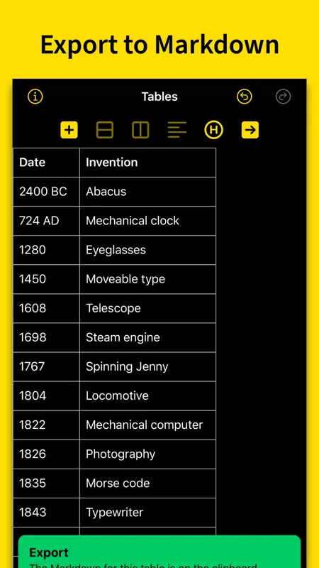 Markdown Tables screenshot 2 of 3