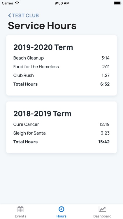 Club Hours: Volunteer tracking