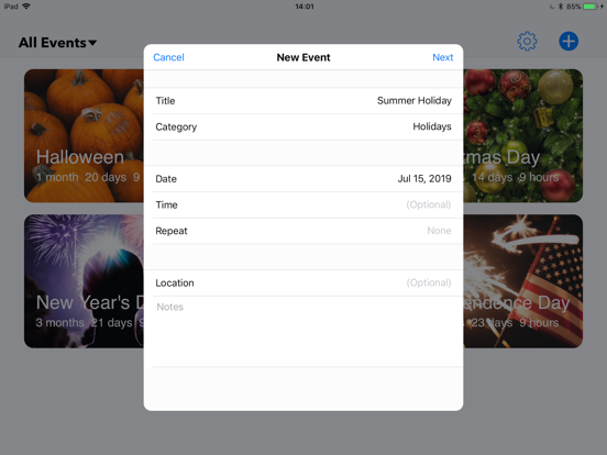Countdown ▼ iPad screenshot 4 - Utilities app