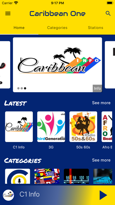 Caribbean One Radio iPhone screenshot 1 - Music app