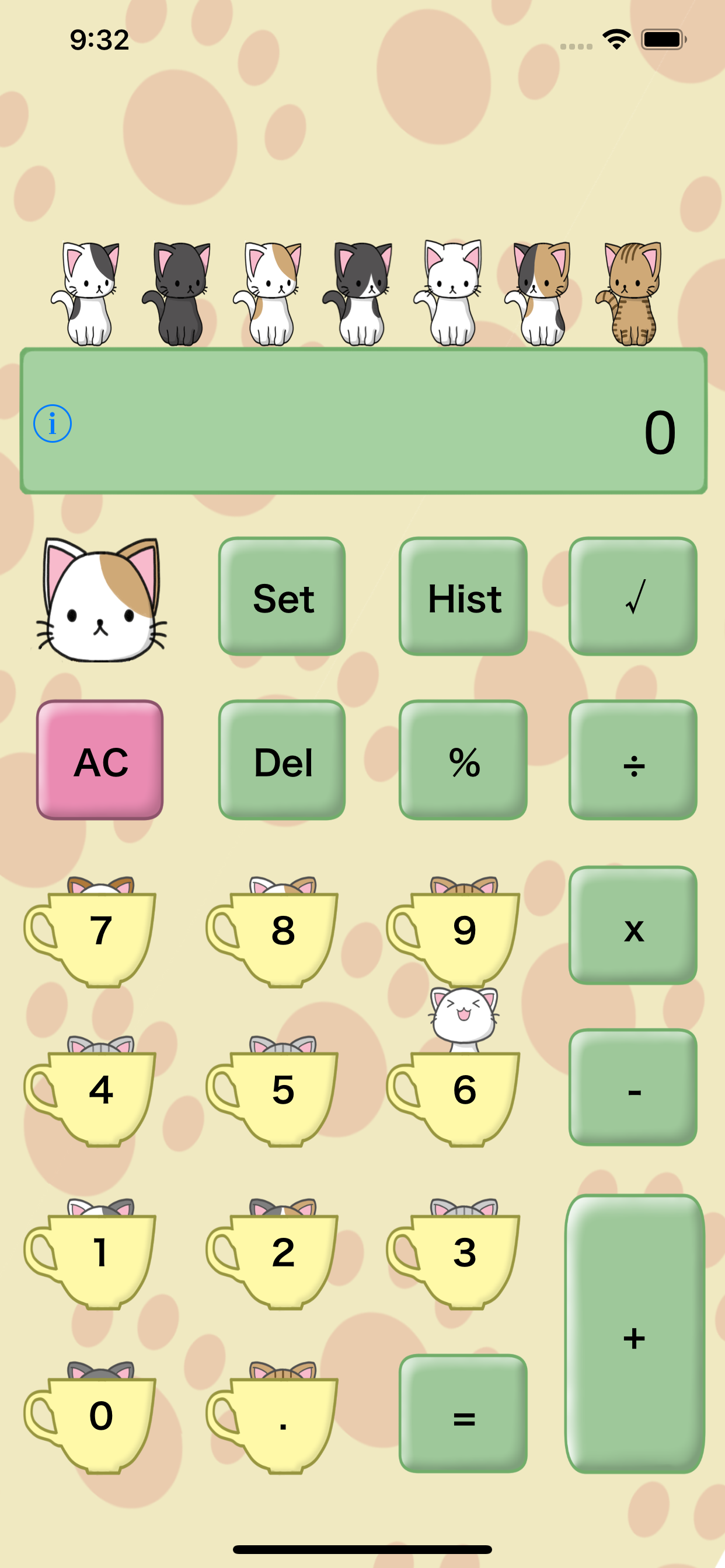 Calculator of cute cats