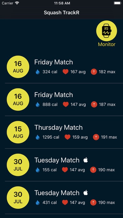 Screenshot #1 pour Squash Workout Tracking