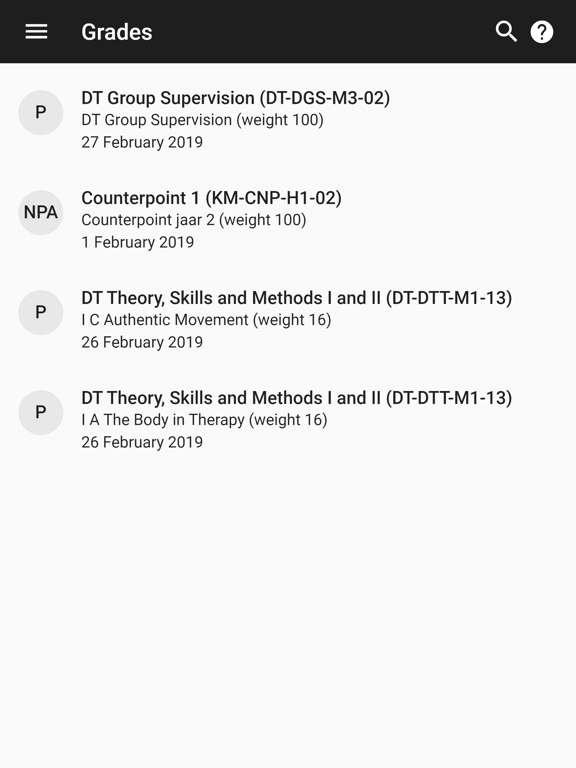 My Codarts Student iPad screenshot