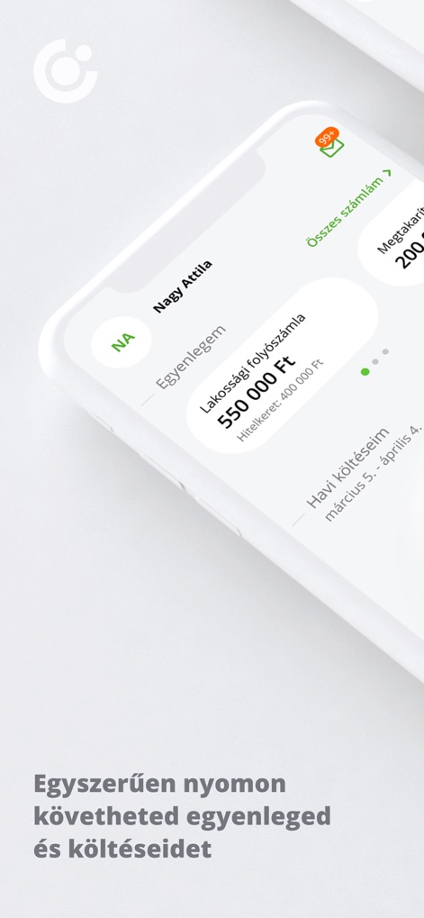 OTP Bank HU - The app provides a clear overview of the user's current account balance and neatly organizes their monthly spending for easy tracking.