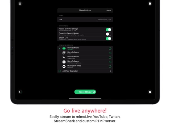 mimoLive Reporter iPad screenshot 3 - Photo & Video app