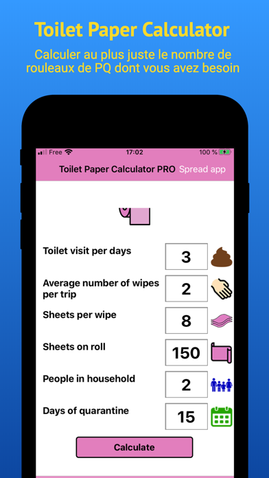 Screenshot #1 pour Toilet Paper Calculator PRO