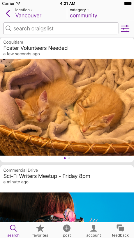 craigslist App Store screenshot 5, no headline. The app itself is the background.