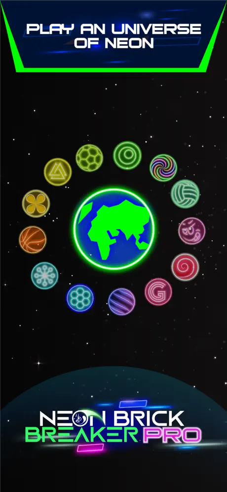 Neon brick breaker PRO