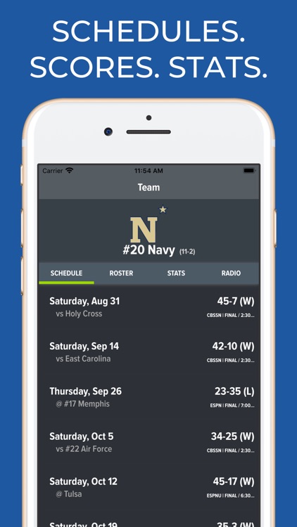 Navy Football Schedules