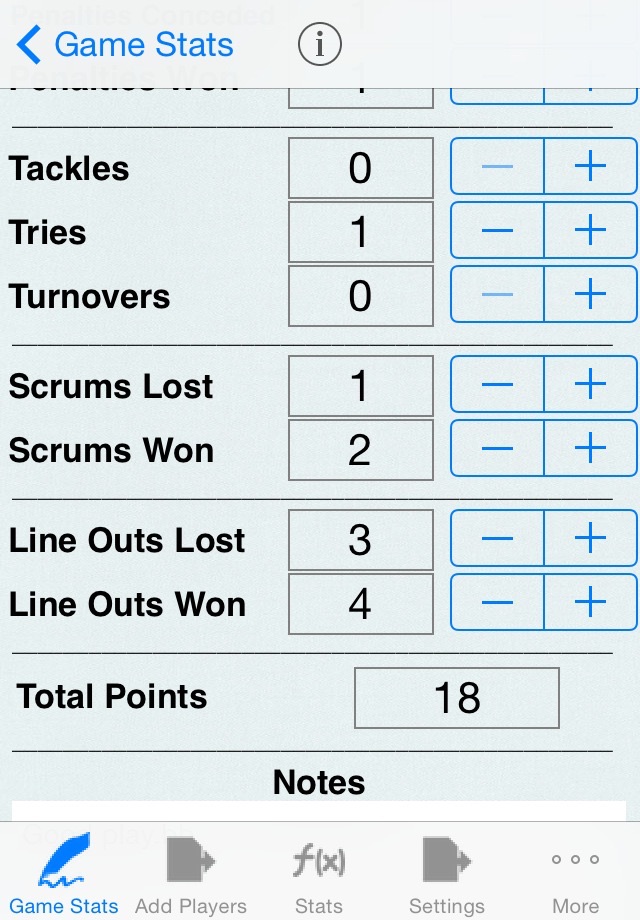 Rugby Player Stats Tracking screenshot 2