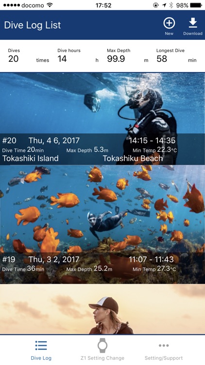 Z dive log