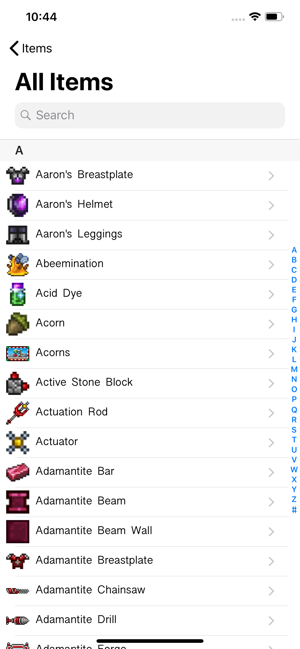 ‎Pocket Wiki for Terraria. Screenshot