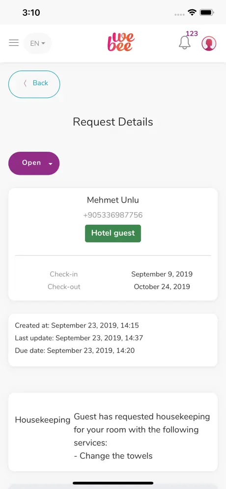 WeBee Staff App