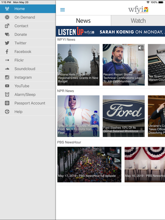 WFYI App iPad screenshot 4 - News app
