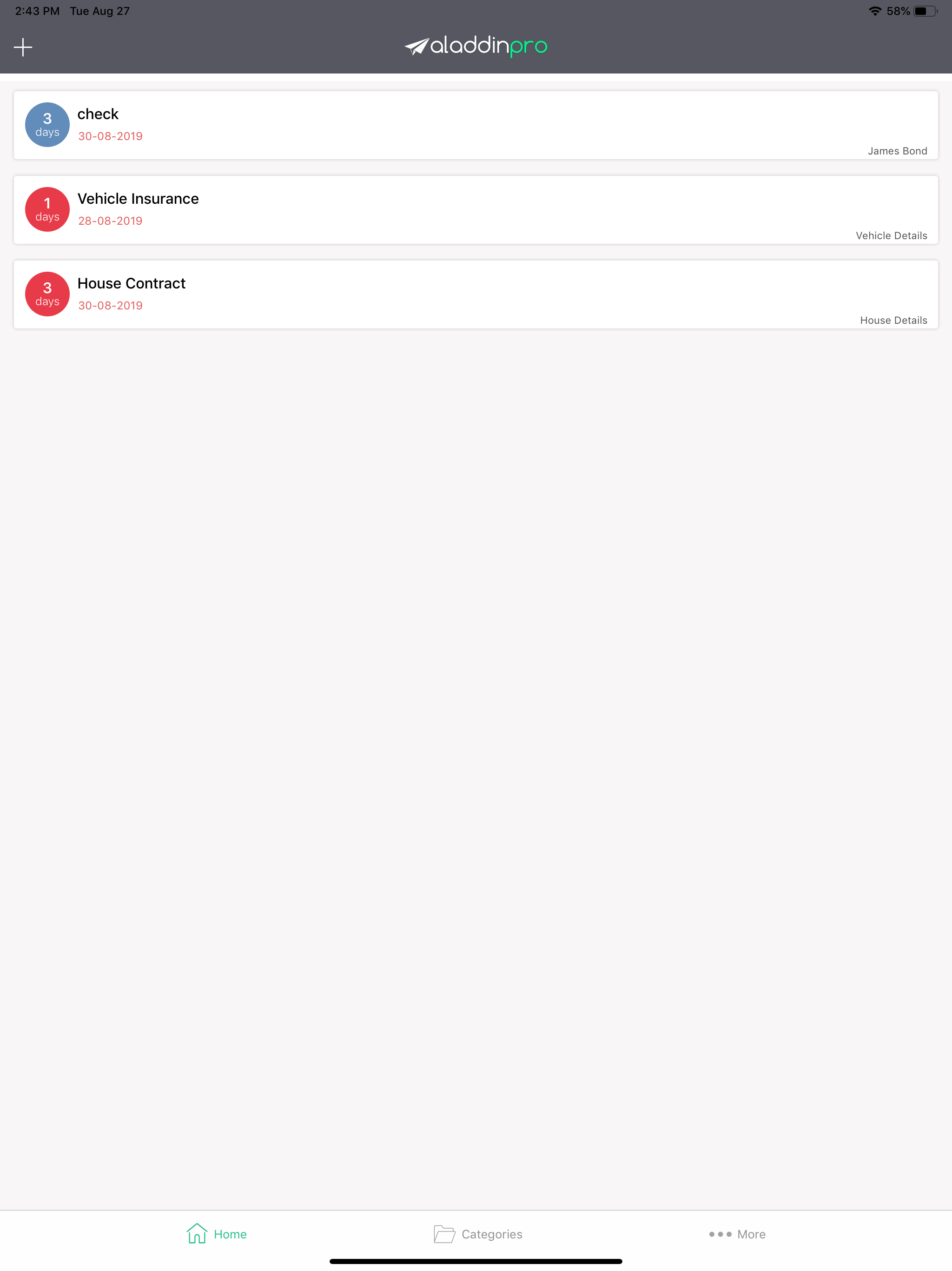 Aladdinpro - Expiry Reminders