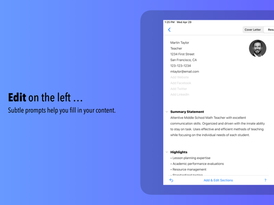 Resume Builder by Nobody iPad screenshot 3 - Business app