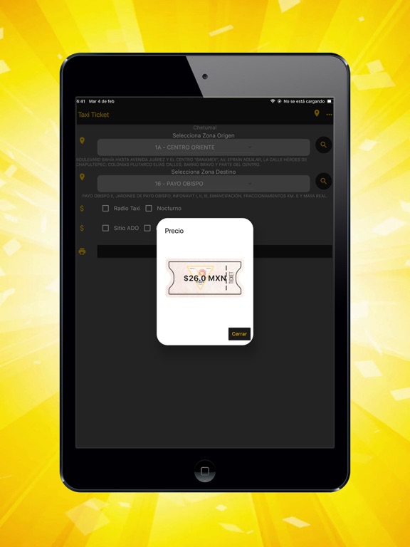 Taxi Ticket iPad screenshot