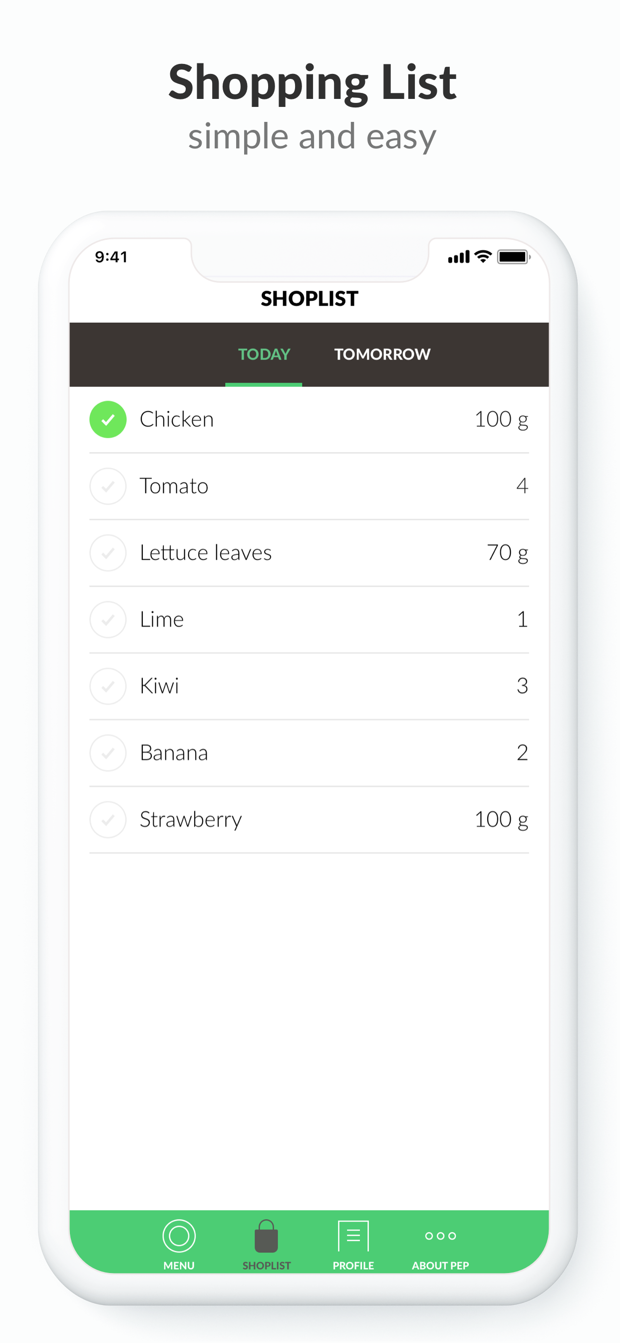 PEP: Healthy menu of the day