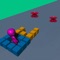 This is a puzzle game with blocks of different colors to avoid being caught by colored saws and paddlers