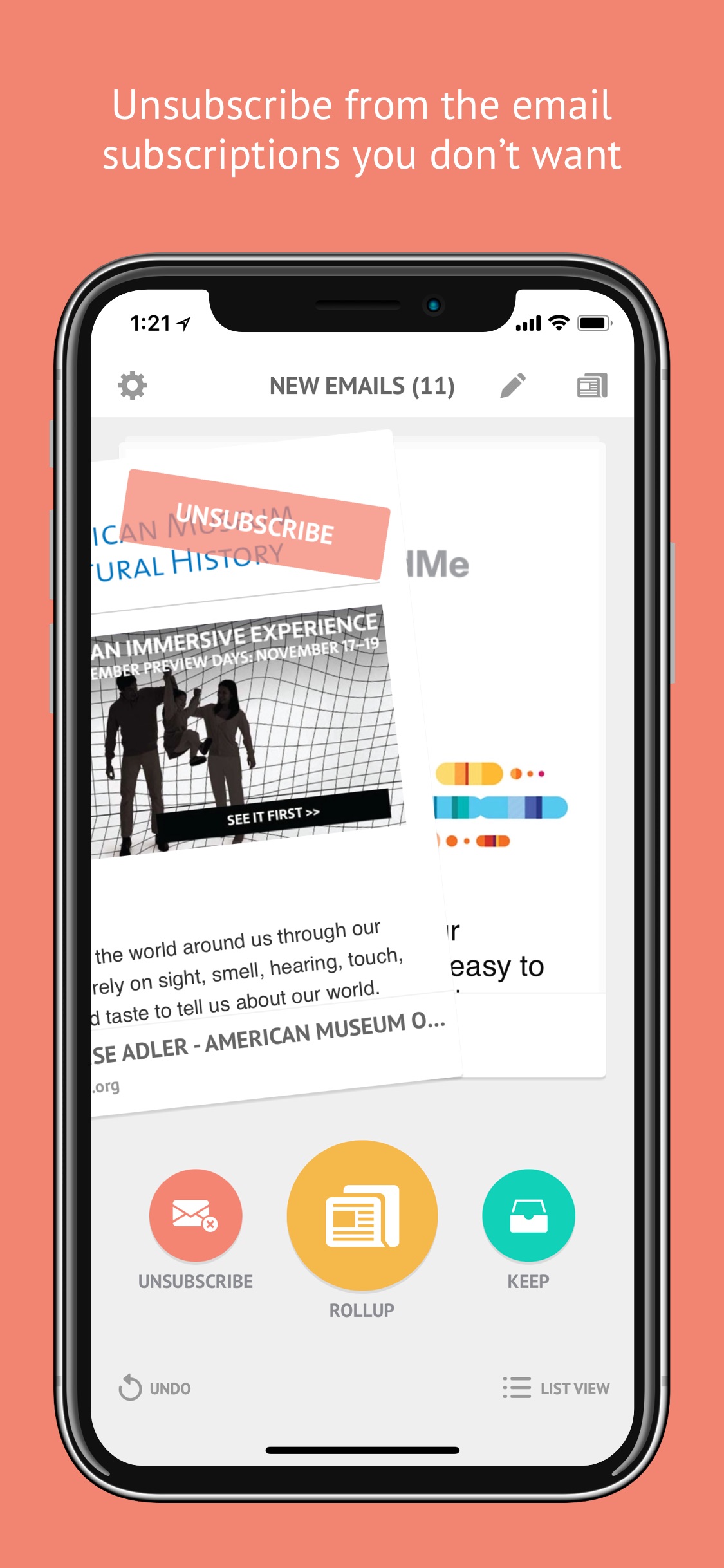 Screenshot do app Unroll.Me