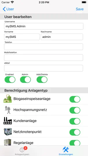 Screenshot von MySMS auf dem iPhone 9