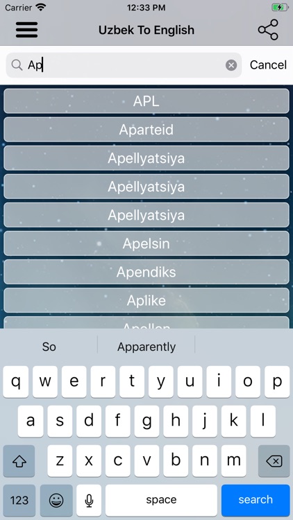 Uzbek to English Dictionary ●