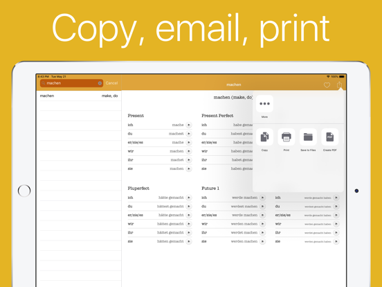 German Verb Conjugator iPad screenshot 3 - Education app
