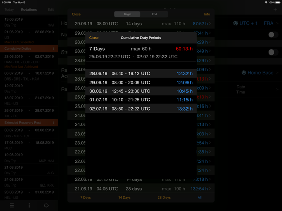 EASA FTL Calc iPad app afbeelding 10