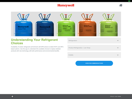 Refrigerant Selection Tool iPad screenshot