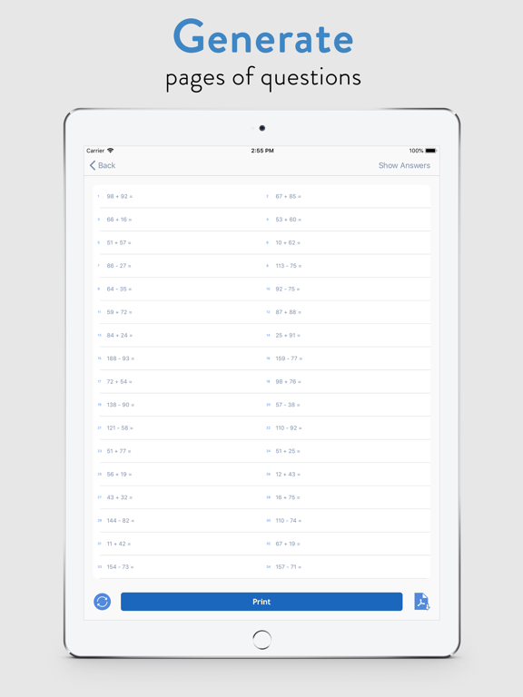 Paper Math: Print Worksheets iPad screenshot 3 - Education app