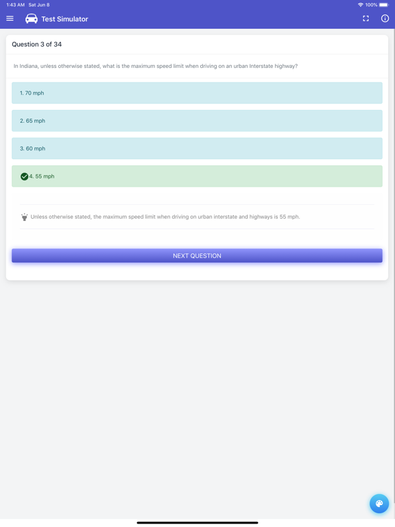 Indiana BMV Practice Exam iPad screenshot