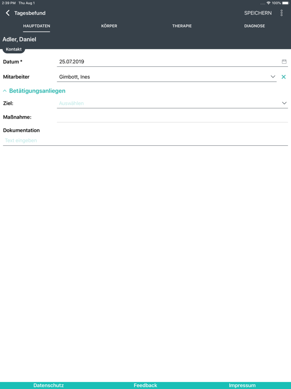 azh Befundung iPad screenshot