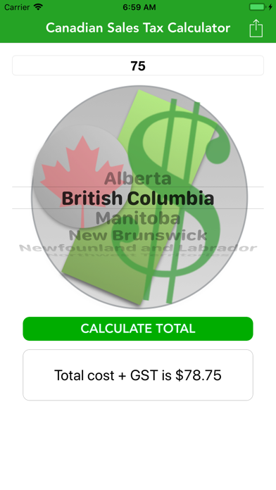 Screenshot #2 pour Canadian Sales Tax Calculator!