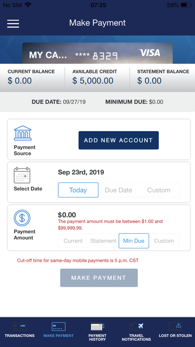 AgFed Credit Card Screenshot
