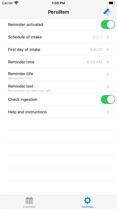 Persistent Pill Reminder Screenshot