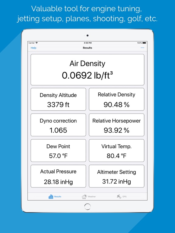Air Density & RAD meter PRO iPad screenshot 1 - Sports app